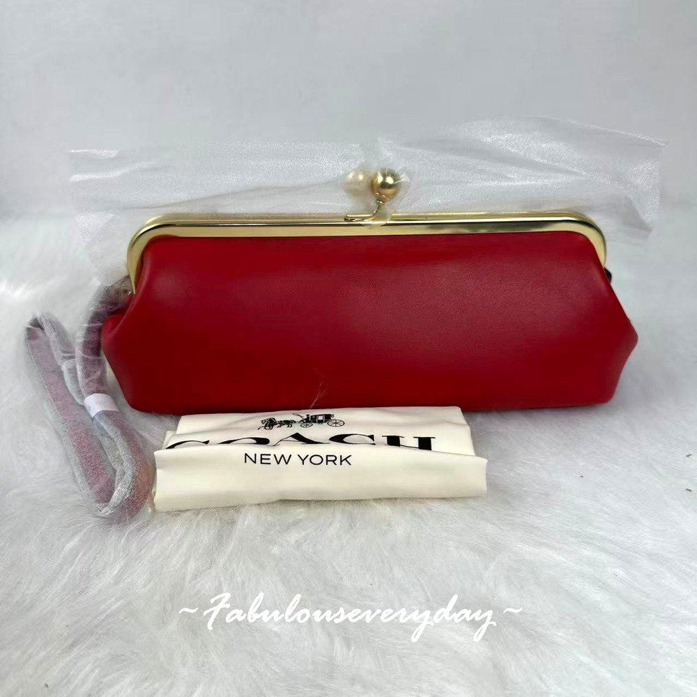 COACH Kisslock Frame Bag 30 Shoulder Bag In Leather/Brass/Poppy Red CFL83 NWT